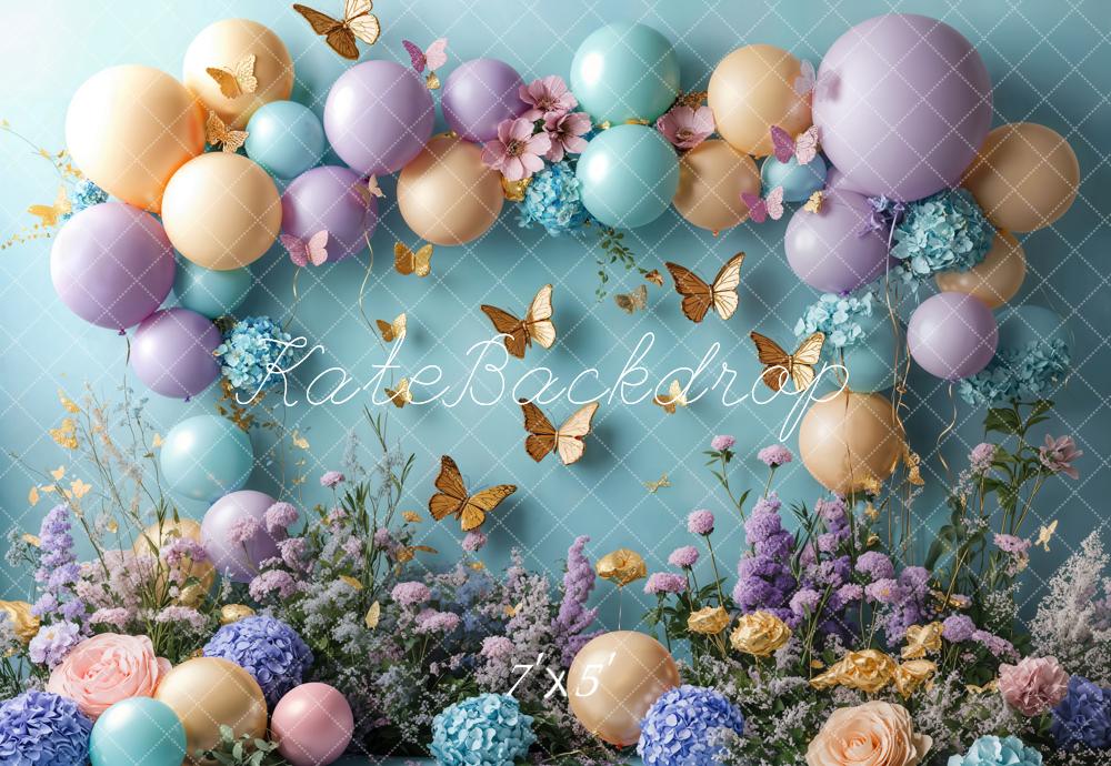 On Sale Kate Cake Smash Floral Balloon Butterfly Backdrop Designed by Emetselch -UK