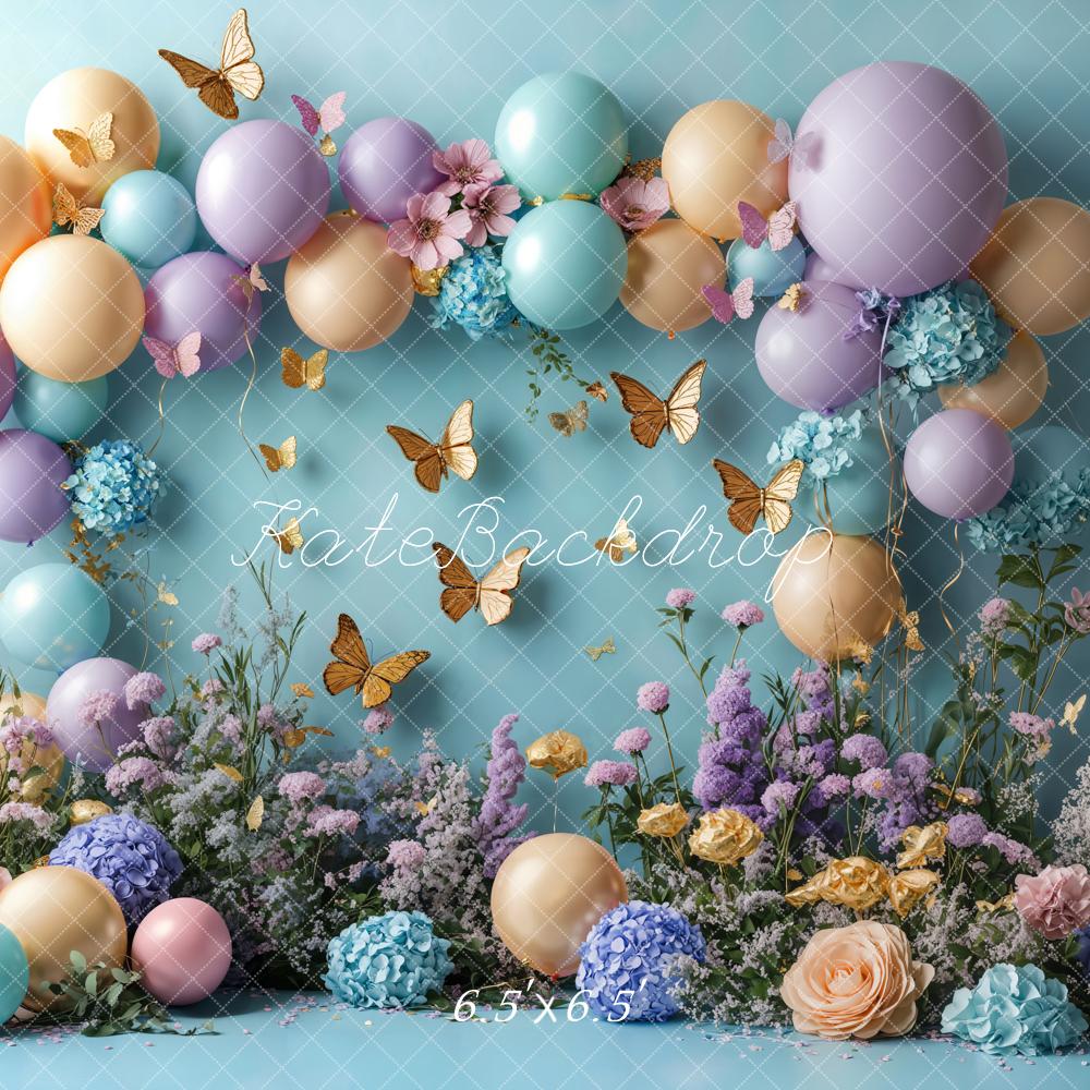 On Sale Kate Cake Smash Floral Balloon Butterfly Backdrop Designed by Emetselch -UK