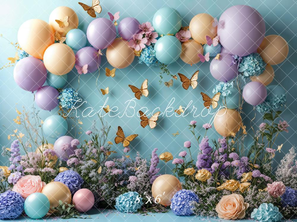 On Sale Kate Cake Smash Floral Balloon Butterfly Backdrop Designed by Emetselch -UK