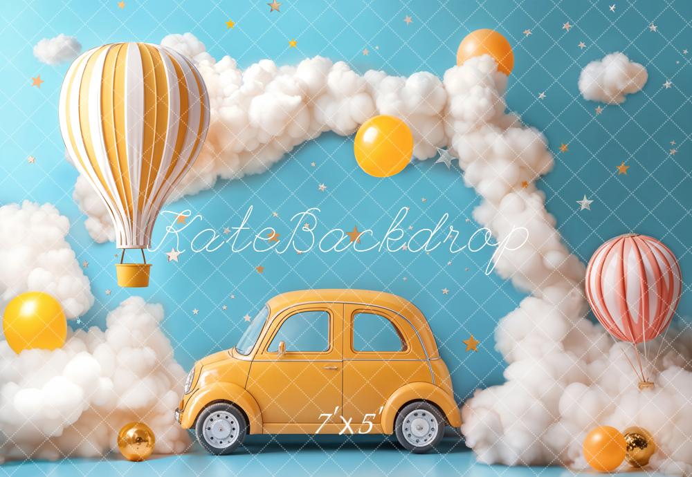 Lightning Deals Kate Cake Smash Hot Air Balloon Car Clouds Backdrop Designed by Emetselch -UK