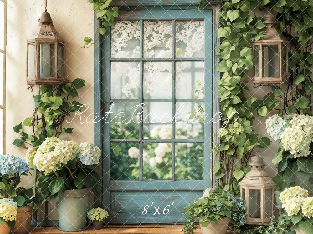 On Sale Kate Spring Floral Window Door Hydrangeas Backdrop Designed by Emetselch -UK