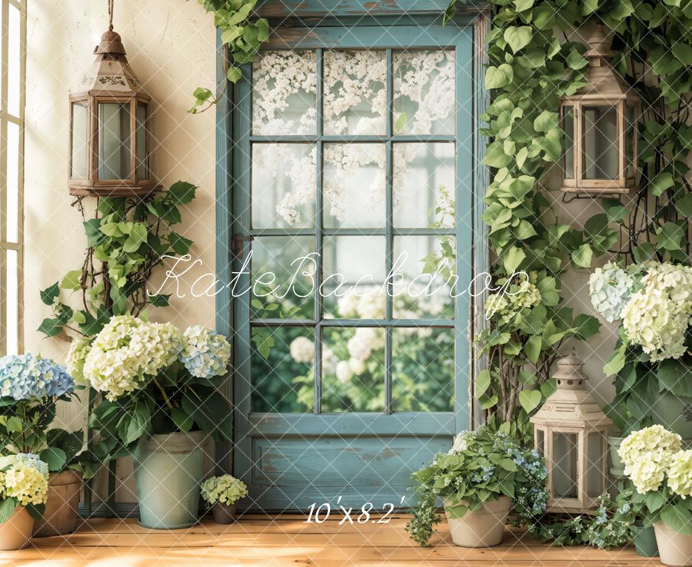 On Sale Kate Spring Floral Window Door Hydrangeas Backdrop Designed by Emetselch -UK