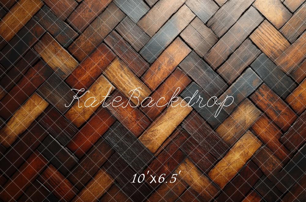 Kate Rustic Herringbone Wood Floor Backdrop Designed by Mini MakeBelieve -UK
