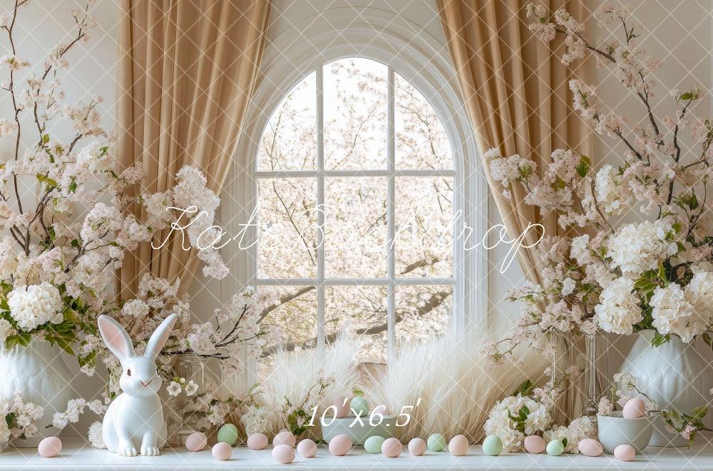 Kate Easter Bunny Floral Arched Window Backdrop Designed by Mini MakeBelieve -UK