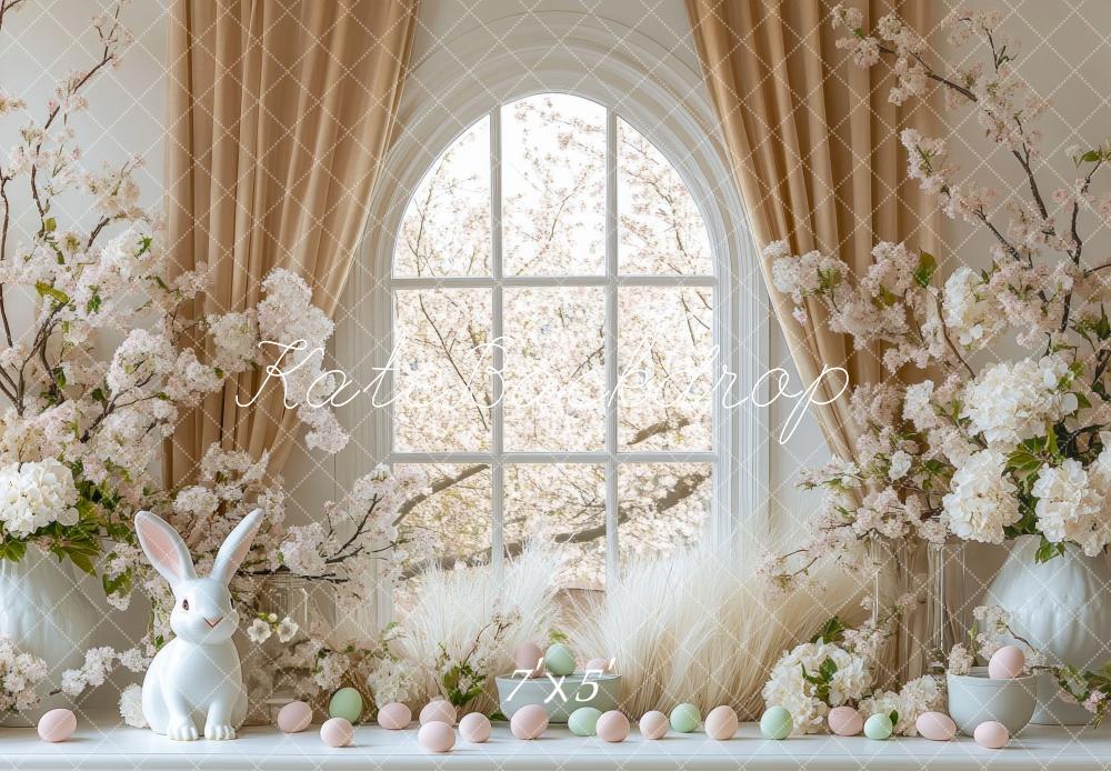 Kate Easter Bunny Floral Arched Window Backdrop Designed by Mini MakeBelieve -UK