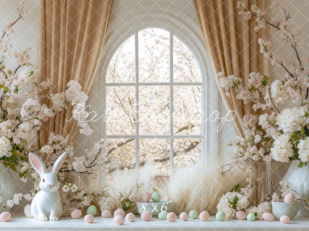 Kate Easter Bunny Floral Arched Window Backdrop Designed by Mini MakeBelieve -UK