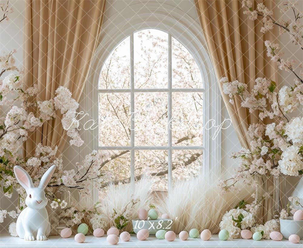 Kate Easter Bunny Floral Arched Window Backdrop Designed by Mini MakeBelieve -UK