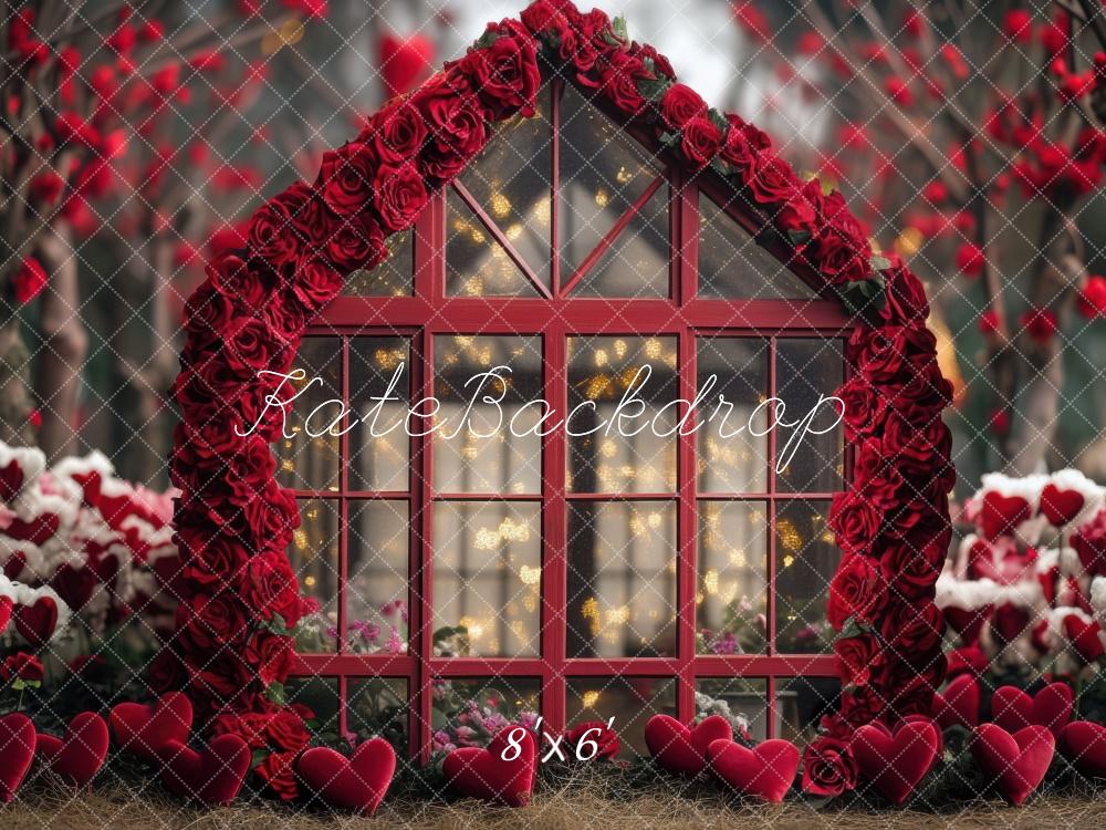 Kate Valentine Rose Greenhouse Hearts Backdrop Designed by Mini MakeBelieve -UK