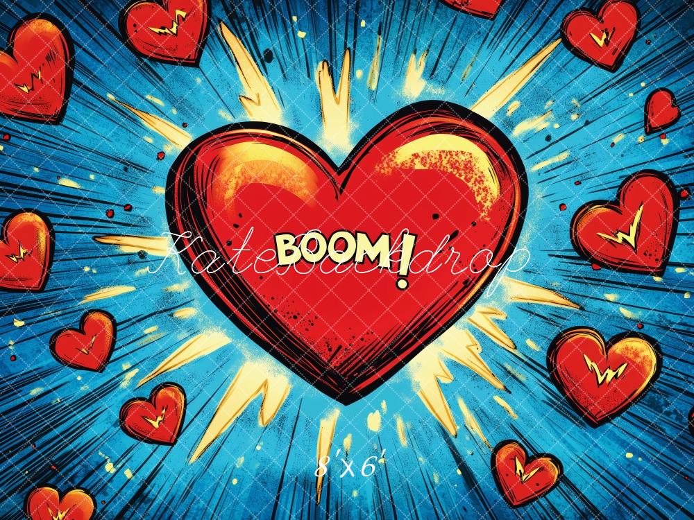 Kate Valentine Comic Heart Explosion Backdrop Designed by Patty Robert -UK