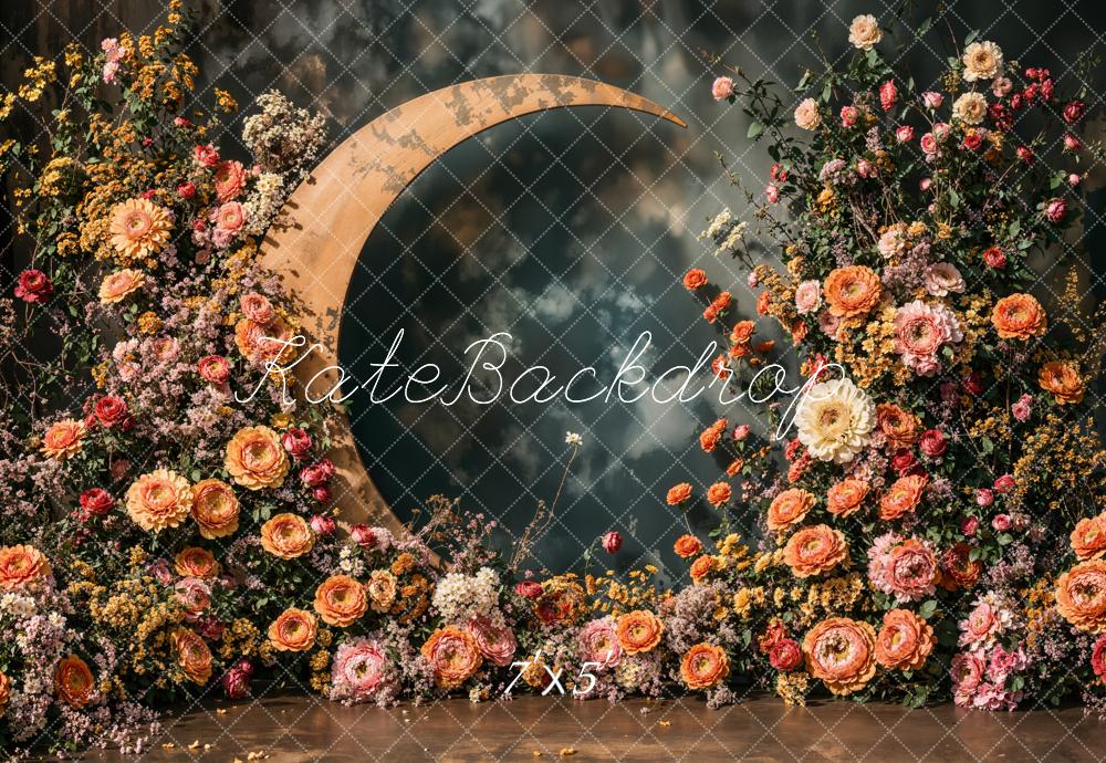 Kate Mother's Day Floral Crescent Moon Backdrop Designed by Emetselch -UK