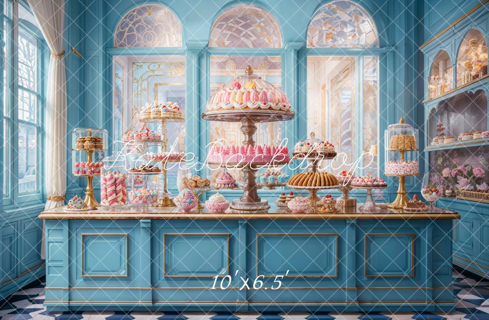 Kate Pastry Shop Dessert Blue Backdrop Designed by Emetselch -UK