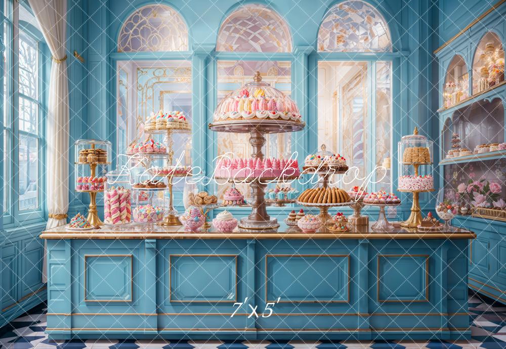 Kate Pastry Shop Dessert Blue Backdrop Designed by Emetselch -UK