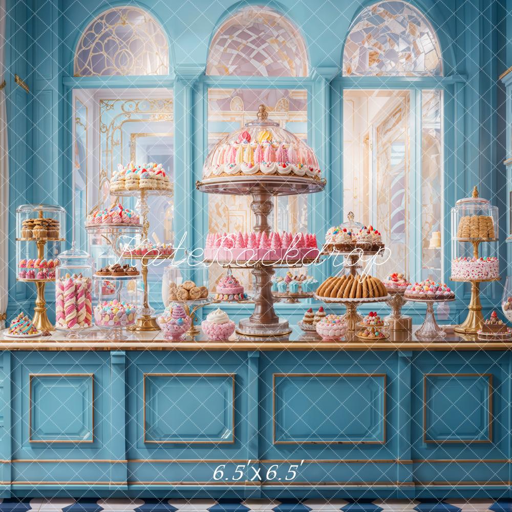 Kate Pastry Shop Dessert Blue Backdrop Designed by Emetselch -UK