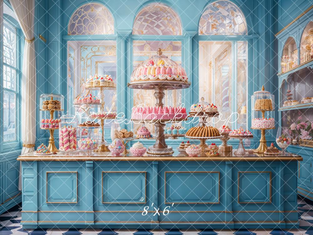 Kate Pastry Shop Dessert Blue Backdrop Designed by Emetselch -UK