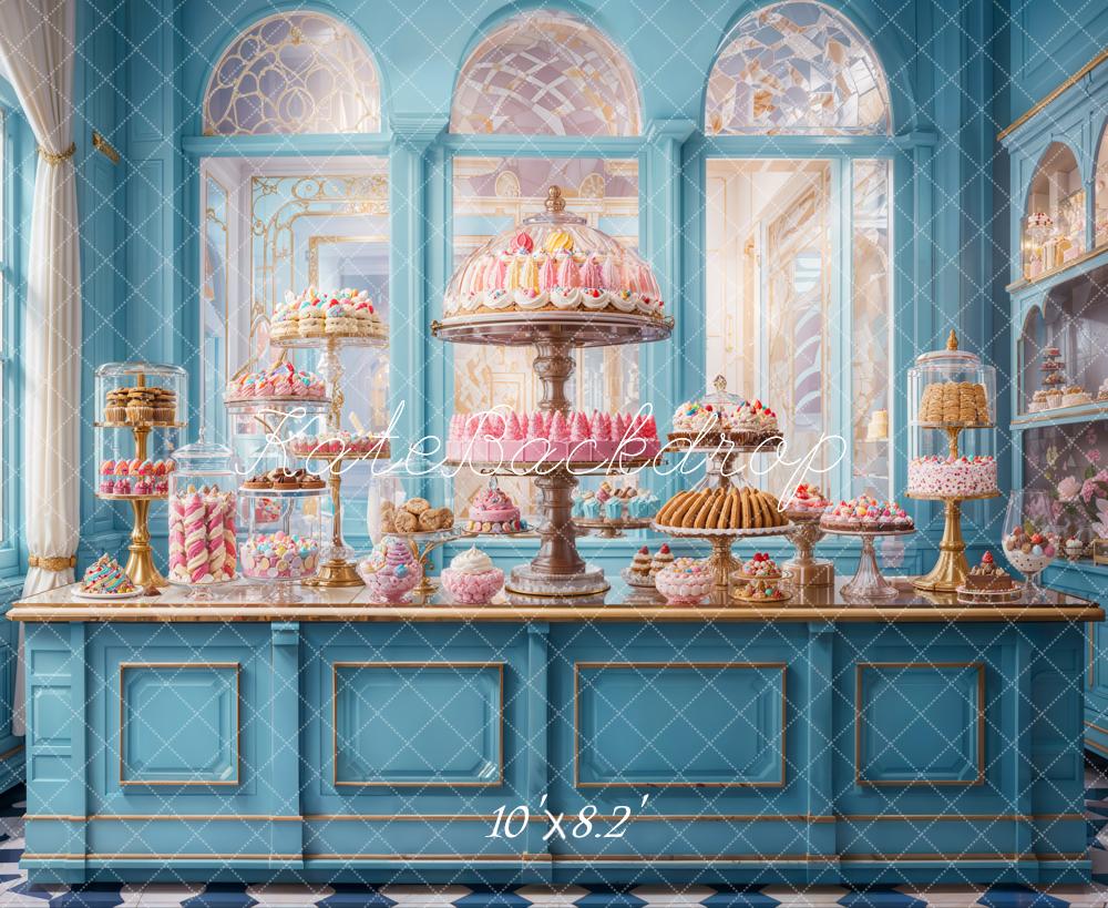 Kate Pastry Shop Dessert Blue Backdrop Designed by Emetselch -UK