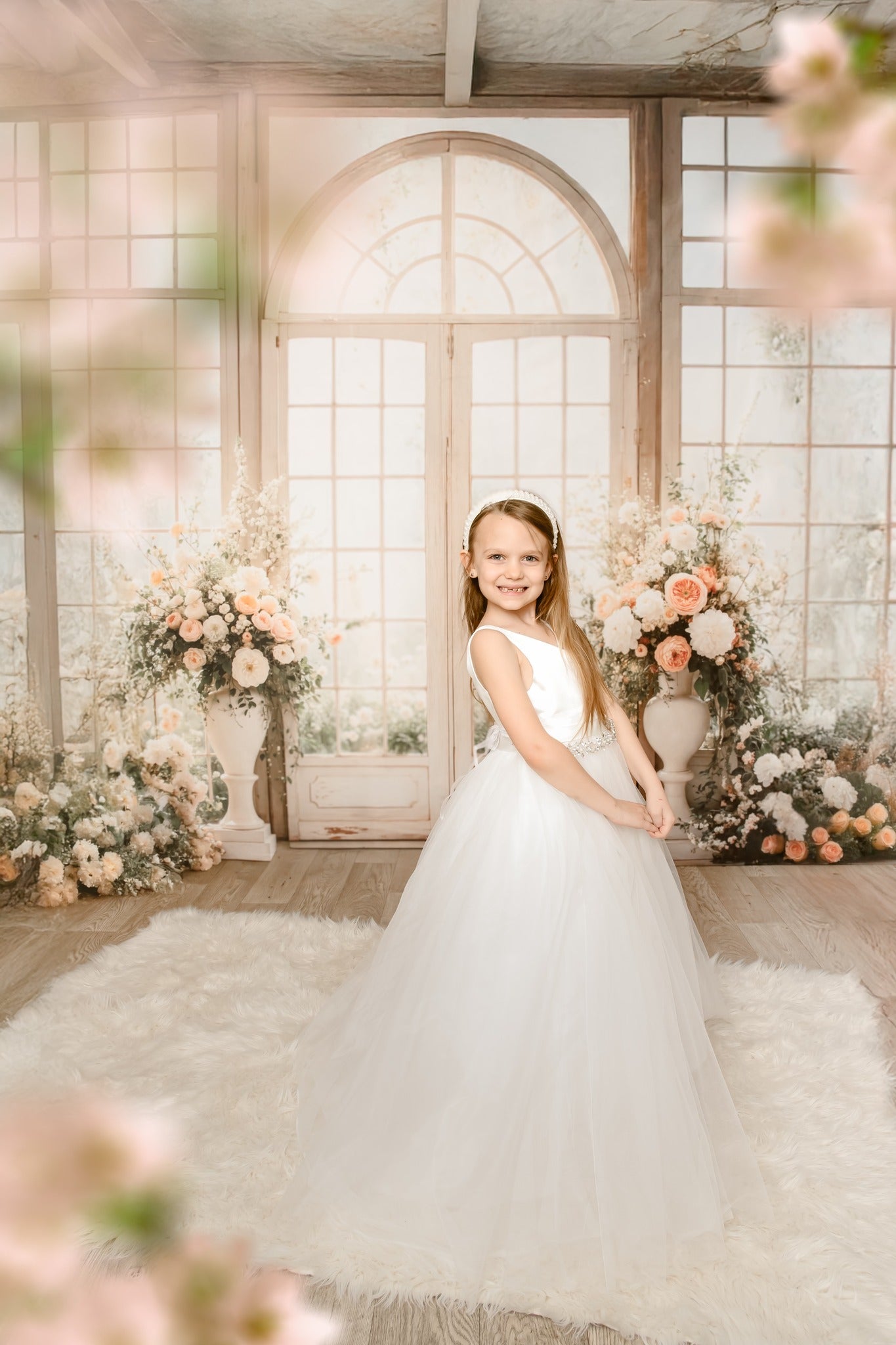 Kate Wedding Floral Arched Window Backdrop Designed by Emetselch -UK