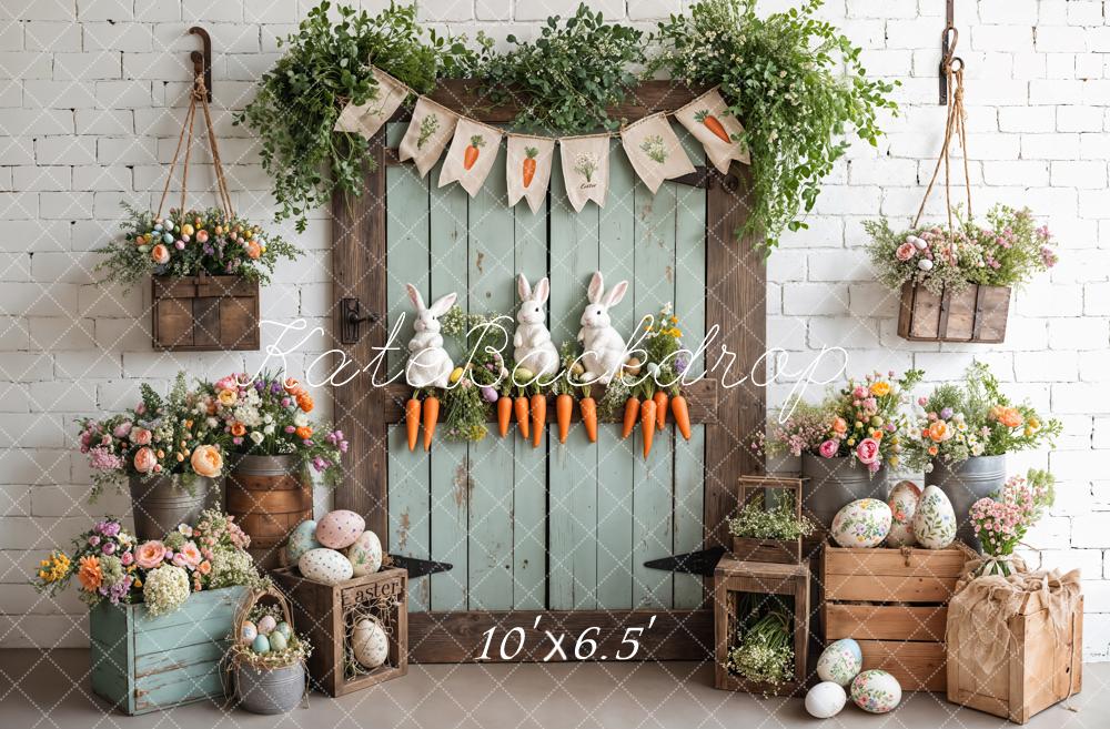 Kate Easter Bunny Carrots Door Wood Backdrop Designed by Emetselch -UK