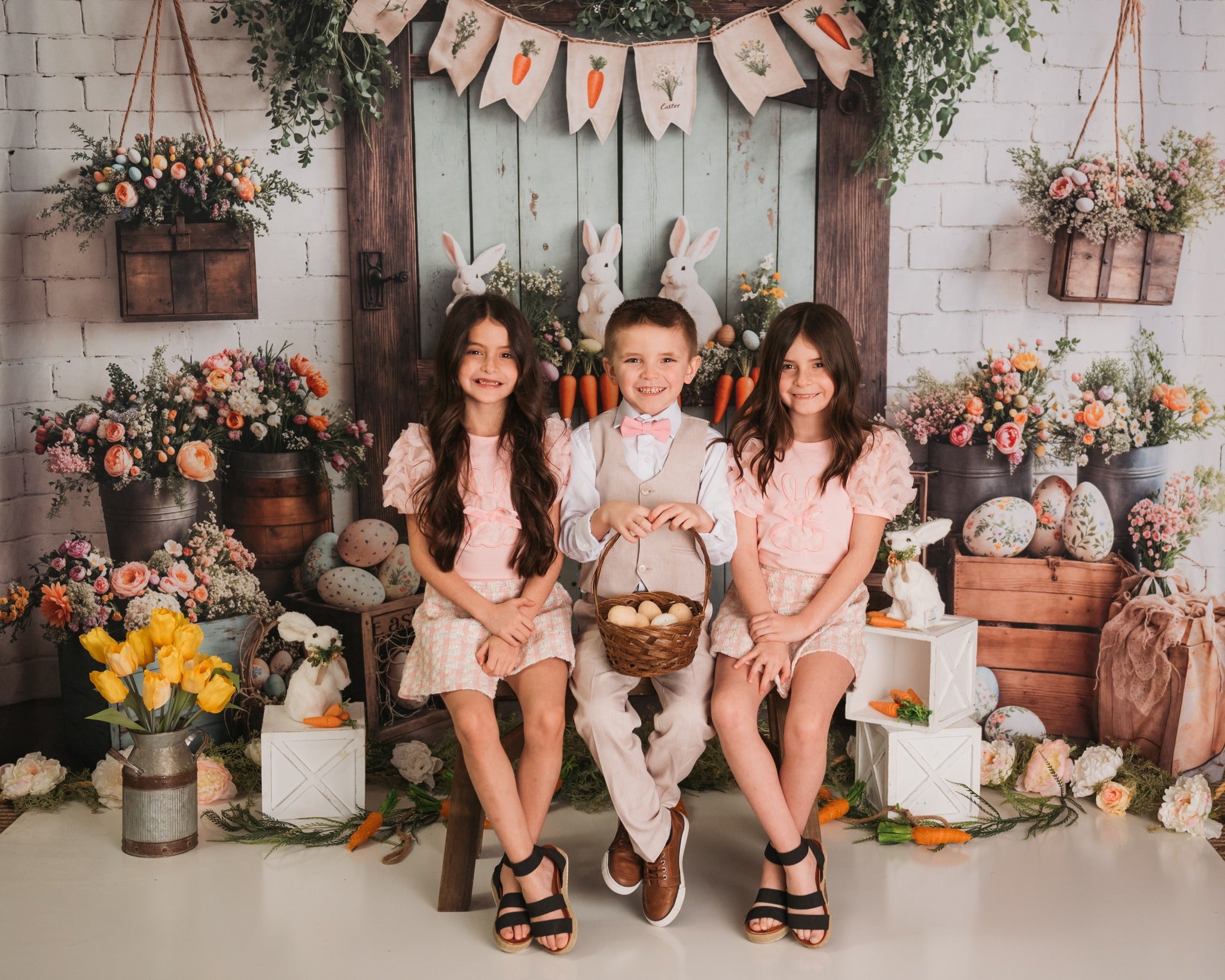 Kate Easter Bunny Carrots Door Wood Backdrop Designed by Emetselch -UK