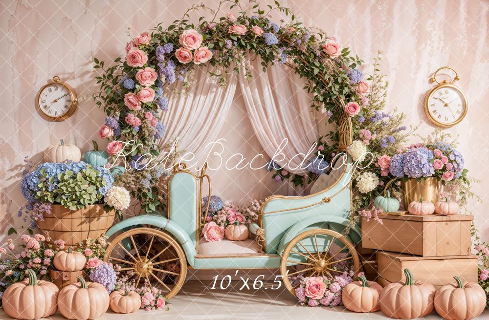 Kate Spring Floral Arch Carriage Backdrop Designed by Emetselch -UK
