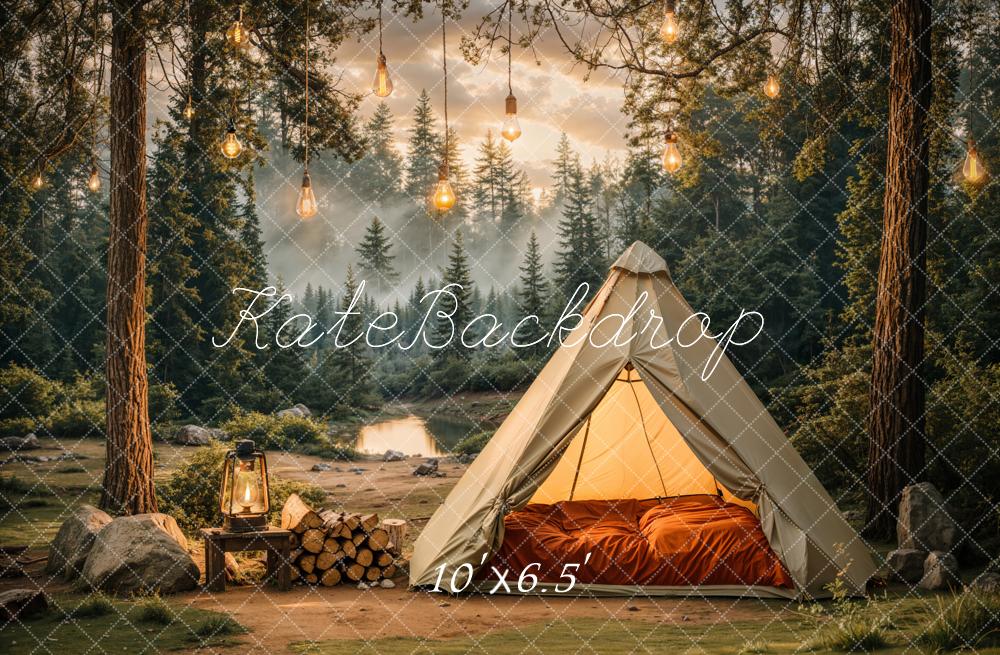 Kate Camping Forest Tent Lights Backdrop Designed by Emetselch -UK
