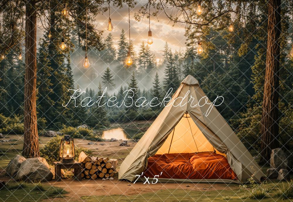 Kate Camping Forest Tent Lights Backdrop Designed by Emetselch -UK