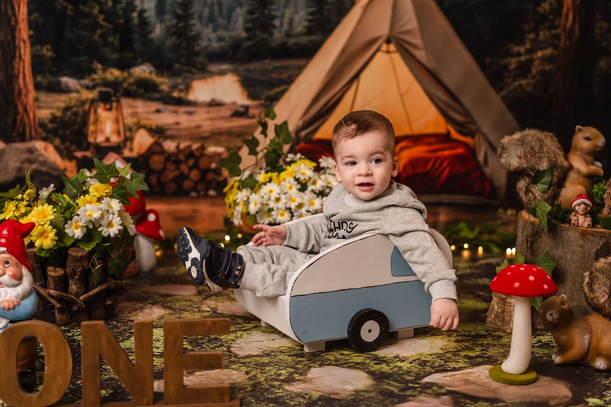Kate Camping Forest Tent Lights Backdrop Designed by Emetselch -UK