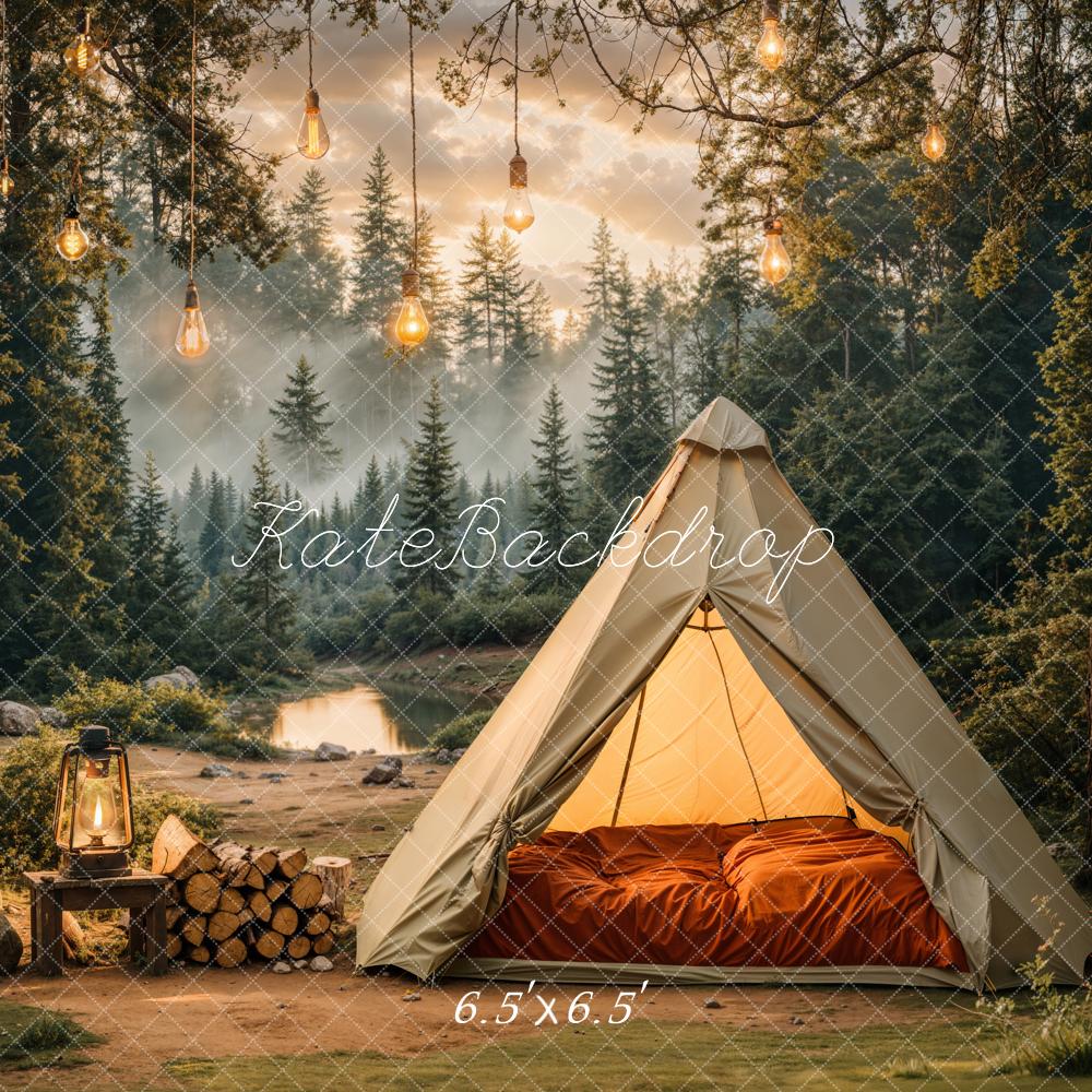 Kate Camping Forest Tent Lights Backdrop Designed by Emetselch -UK