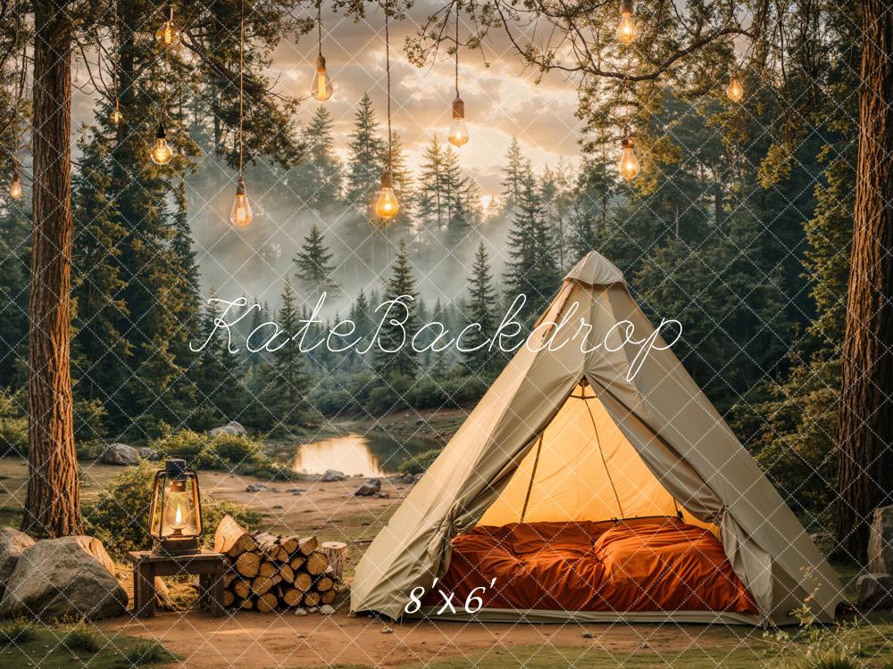 Kate Camping Forest Tent Lights Backdrop Designed by Emetselch -UK