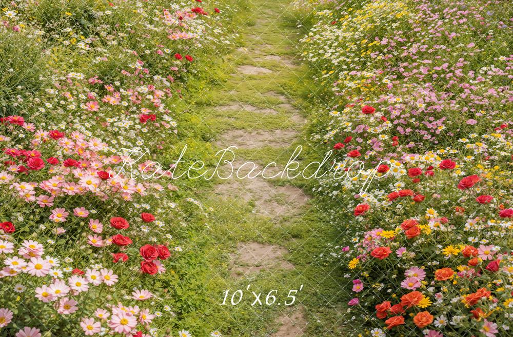 Kate Spring Floral Pathway Grass Floor Backdrop Designed by Emetselch -UK