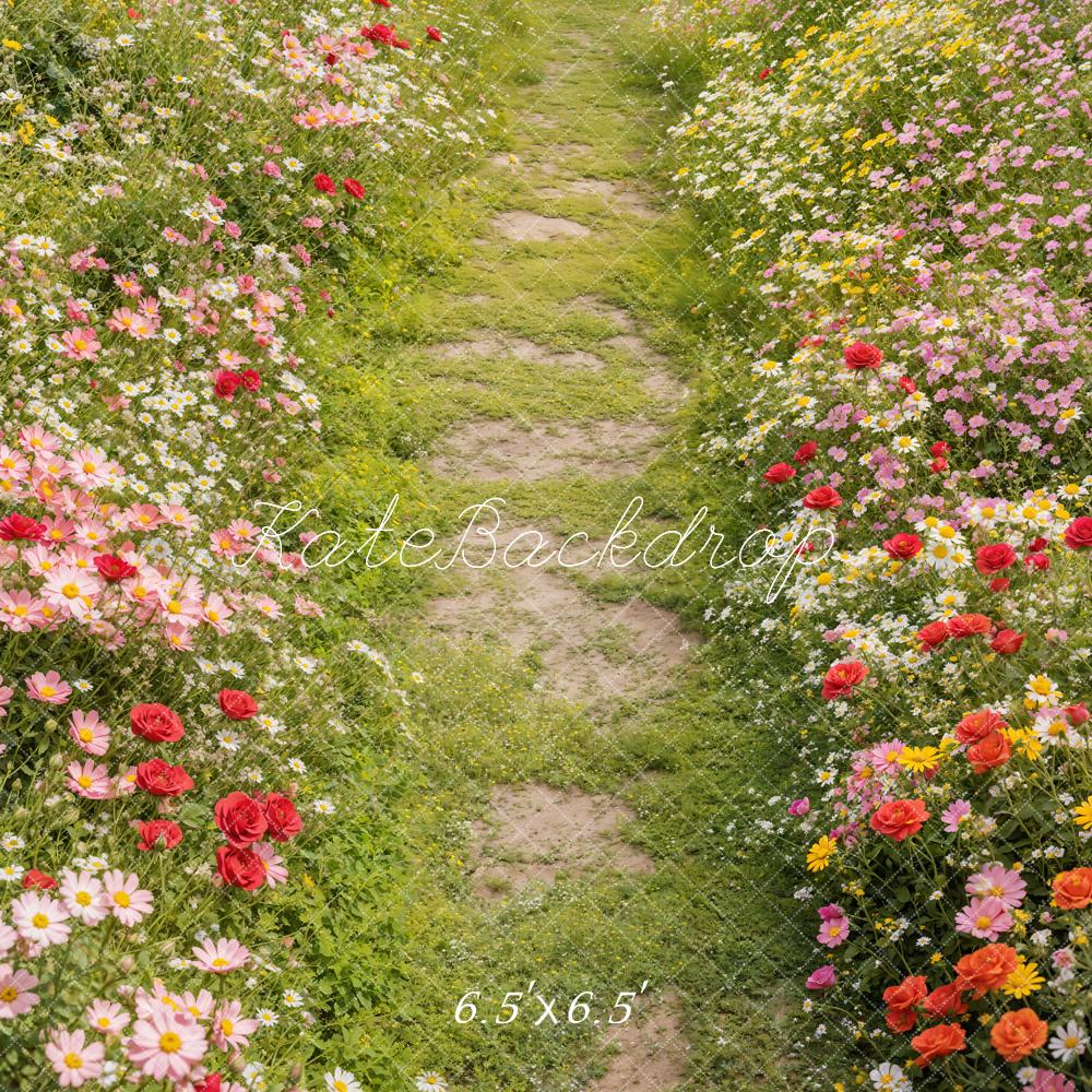 Kate Spring Floral Pathway Grass Floor Backdrop Designed by Emetselch -UK