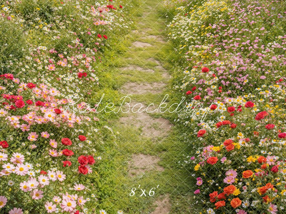 Kate Spring Floral Pathway Grass Floor Backdrop Designed by Emetselch -UK