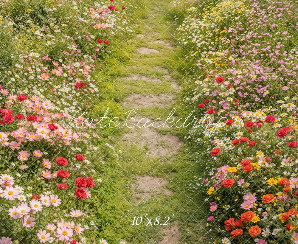 Kate Spring Floral Pathway Grass Floor Backdrop Designed by Emetselch -UK