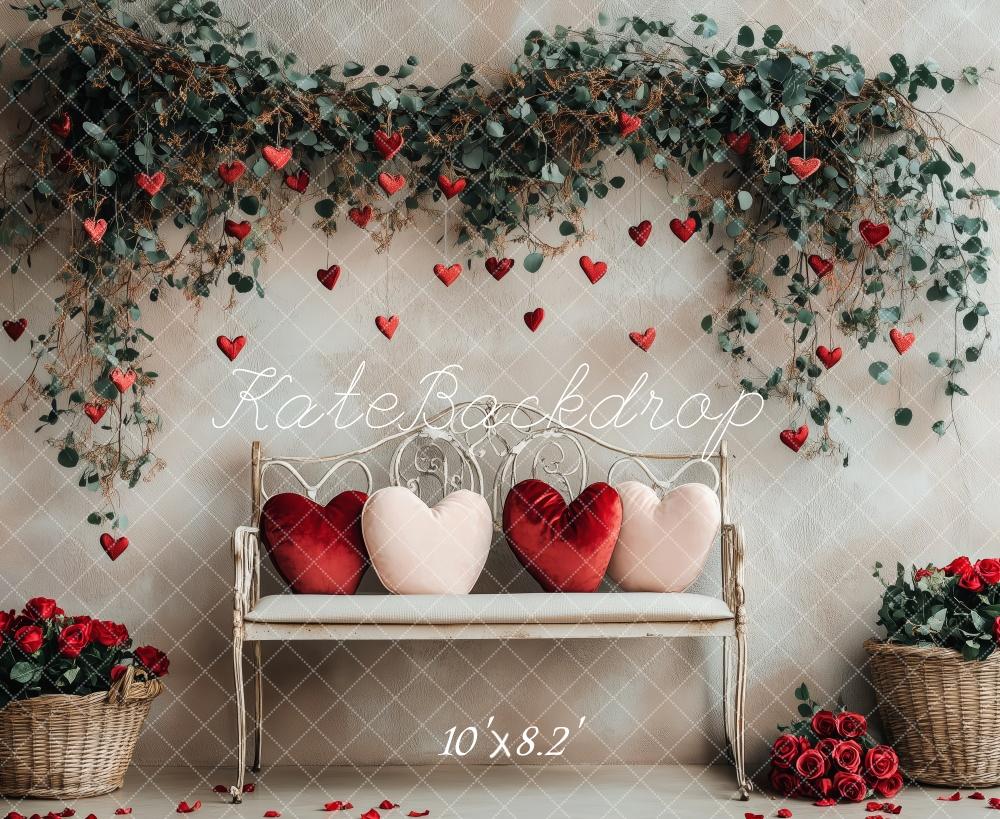 Kate Valentine's Heart Floral Bench Backdrop Designed by Patty Robert -UK