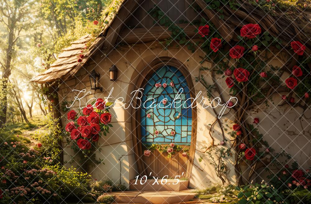 Kate Valentine Fairy Cottage Roses Backdrop Designed by Emetselch -UK