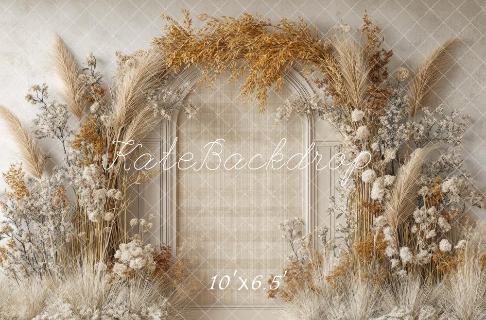 Kate Boho Reed Arch Beige Backdrop Designed by Mini MakeBelieve -UK