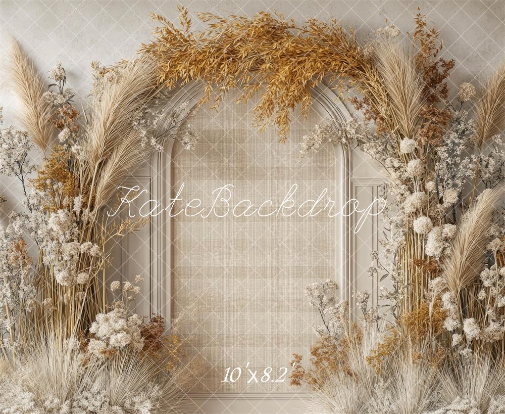 Kate Boho Reed Arch Beige Backdrop Designed by Mini MakeBelieve -UK