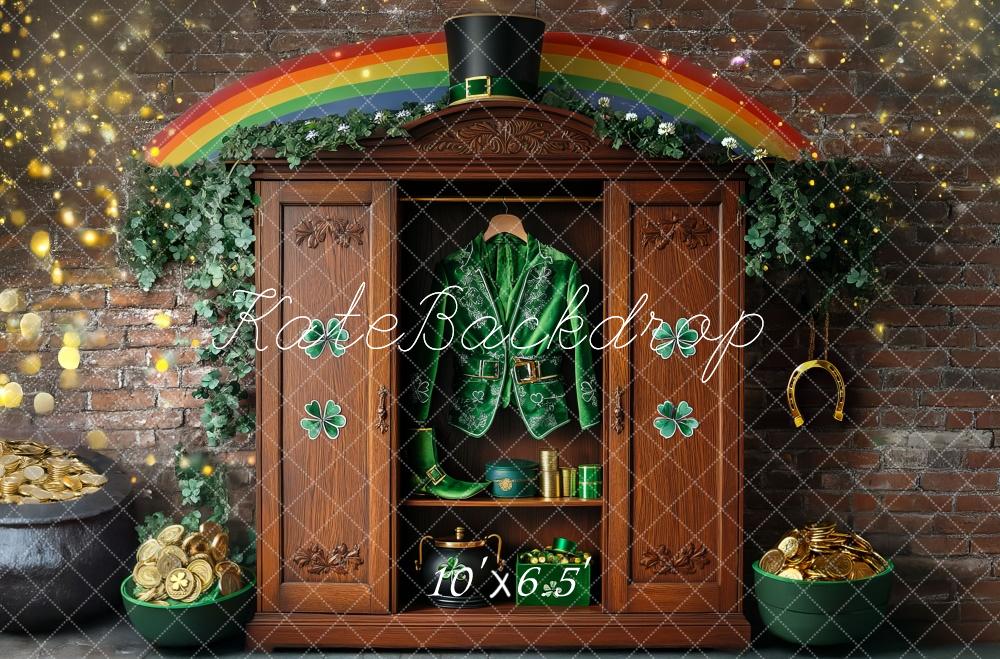 Kate Shamrock Leprechaun Rainbow Closet Backdrop Designed by Mini MakeBelieve -UK
