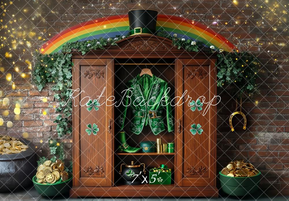 Kate Shamrock Leprechaun Rainbow Closet Backdrop Designed by Mini MakeBelieve -UK