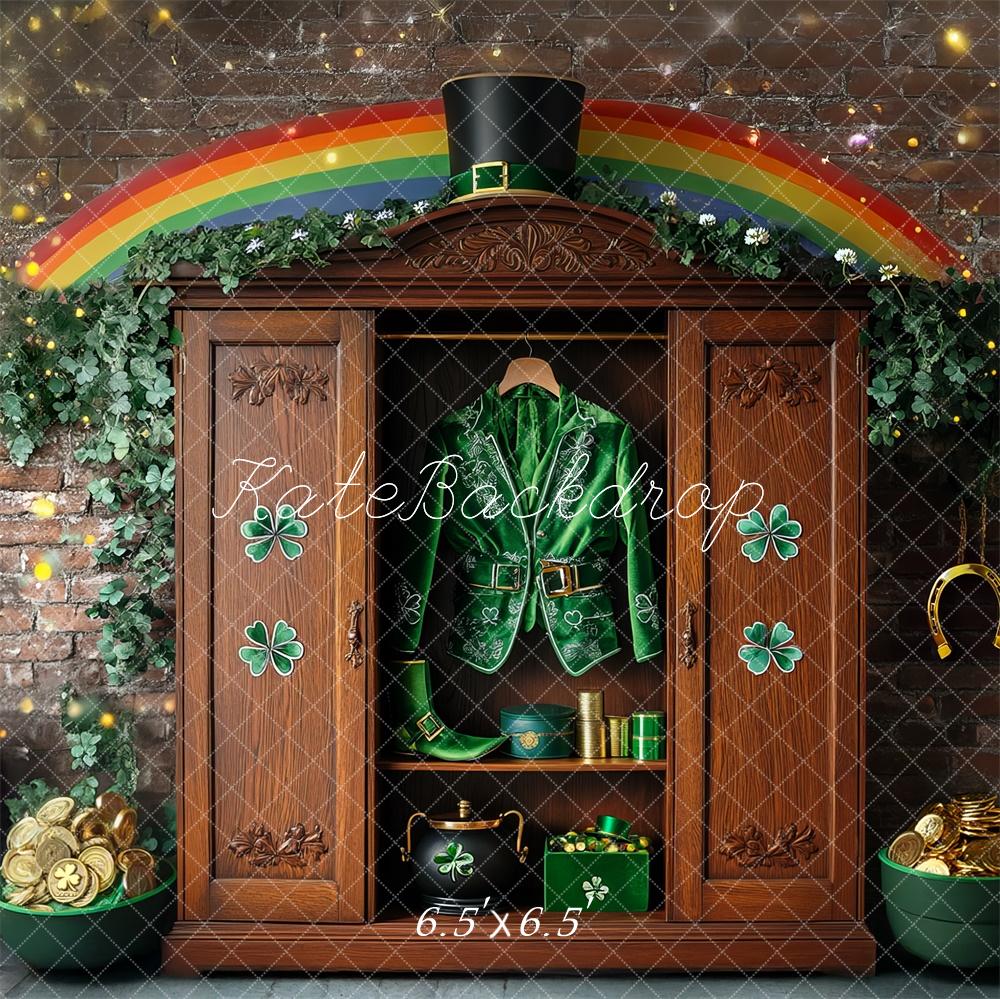 Kate Shamrock Leprechaun Rainbow Closet Backdrop Designed by Mini MakeBelieve -UK