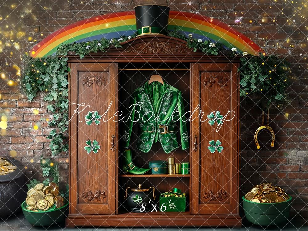 Kate Shamrock Leprechaun Rainbow Closet Backdrop Designed by Mini MakeBelieve -UK