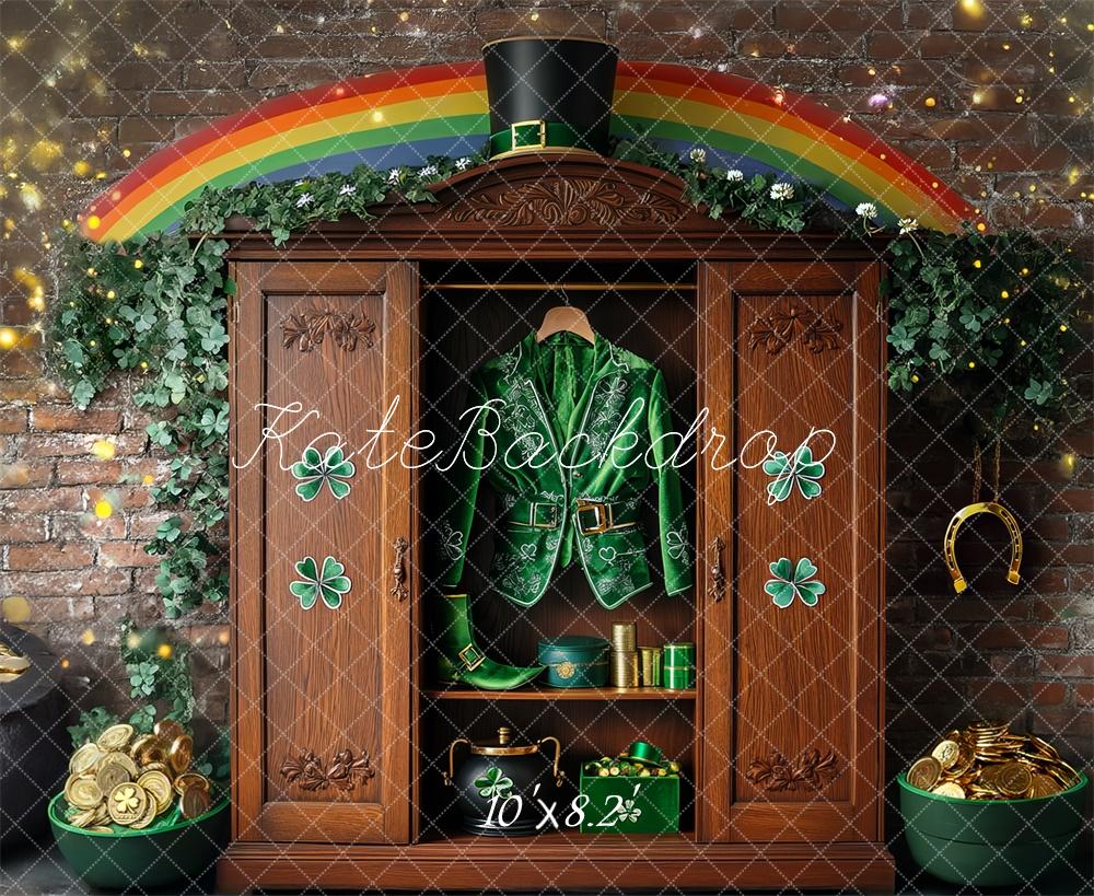 Kate Shamrock Leprechaun Rainbow Closet Backdrop Designed by Mini MakeBelieve -UK