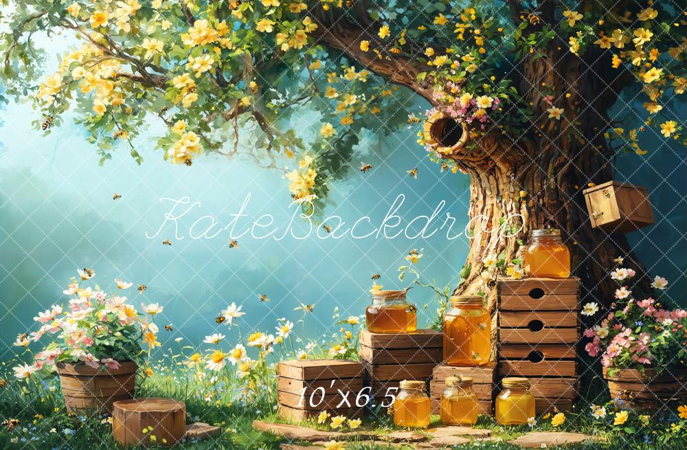 On Sale Kate Spring Honey Bee Tree Honeycomb Backdrop Designed by Emetselch -UK