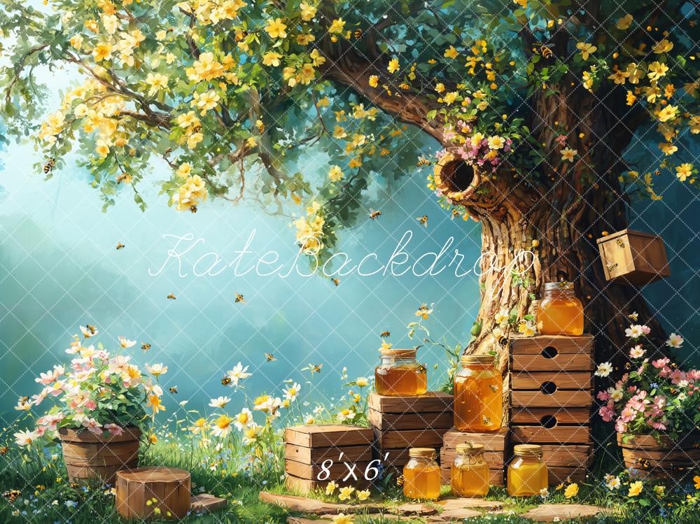On Sale Kate Spring Honey Bee Tree Honeycomb Backdrop Designed by Emetselch -UK