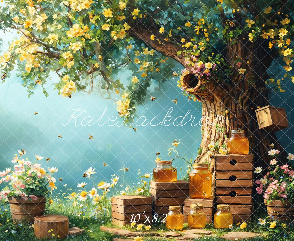On Sale Kate Spring Honey Bee Tree Honeycomb Backdrop Designed by Emetselch -UK