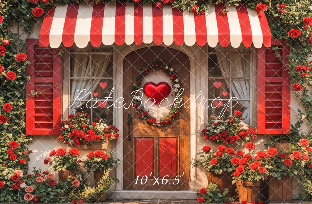 Kate Valentine Red Roses Heart Door Backdrop Designed by Emetselch -UK