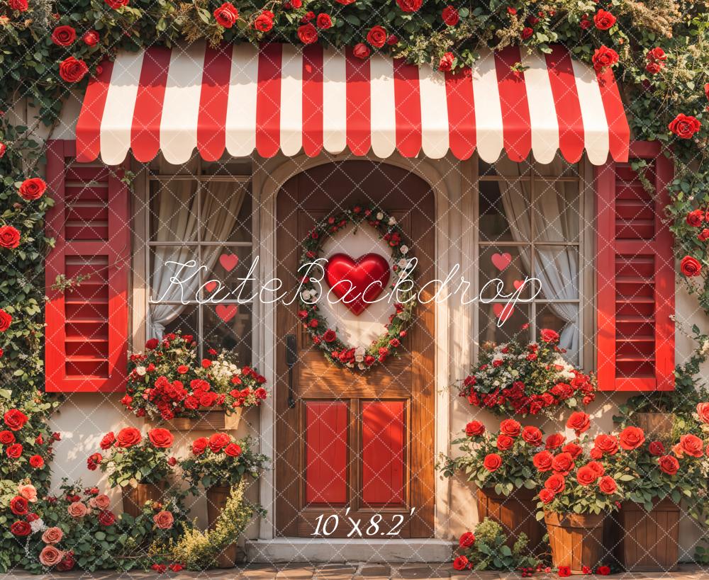 Kate Valentine Red Roses Heart Door Backdrop Designed by Emetselch -UK