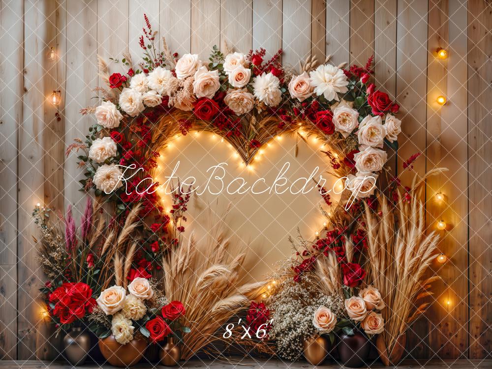 On Sale Kate Valentine Boho Floral Heart Lights Backdrop Designed by Emetselch -UK