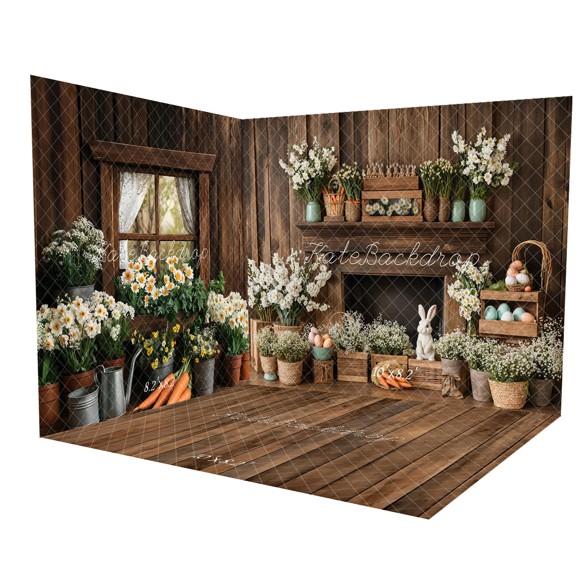 Kate Easter Fireplace Bunny Rustic Floral Room Set -UK