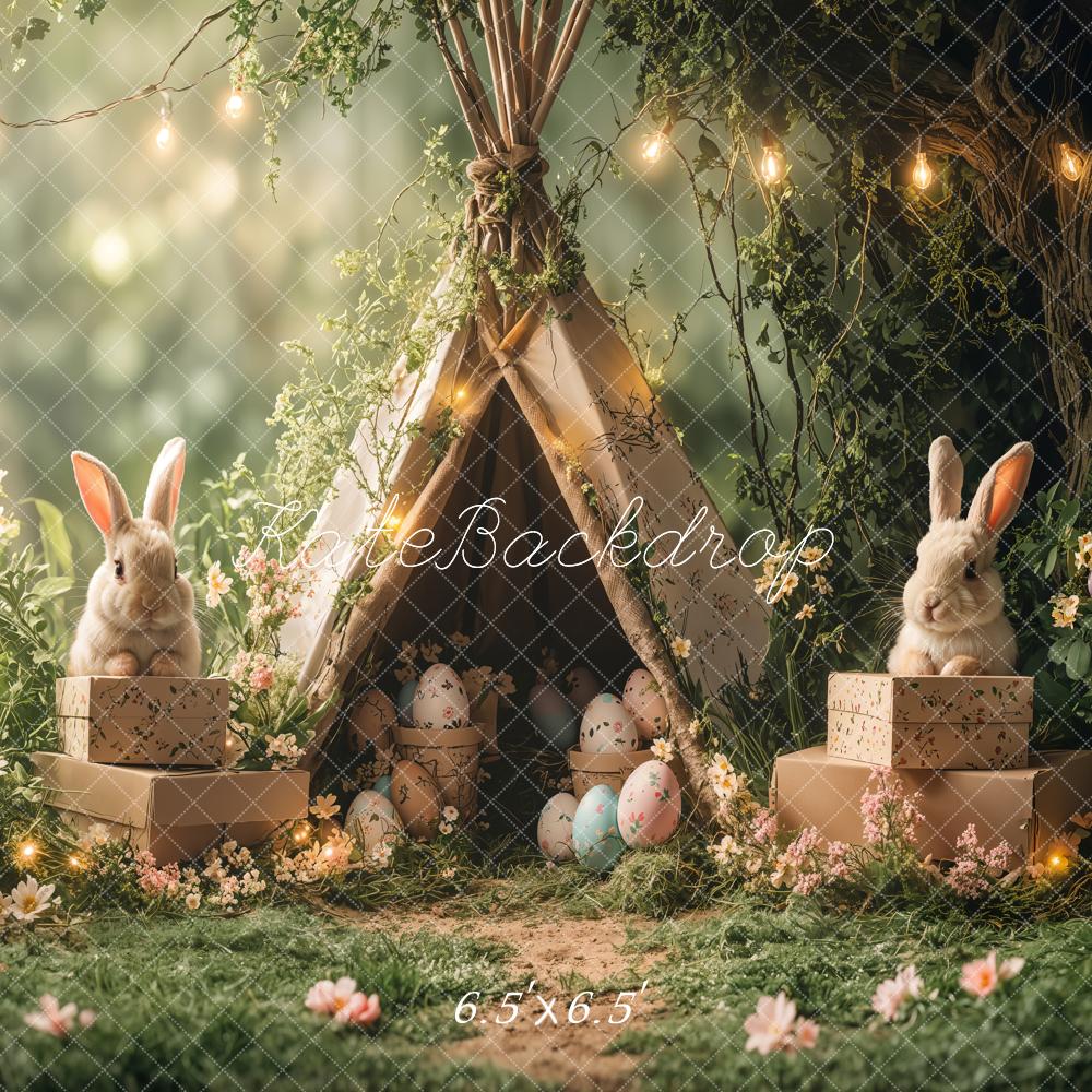 Kate Easter Bunny Tent Forest Lights Backdrop Designed by Emetselch -UK