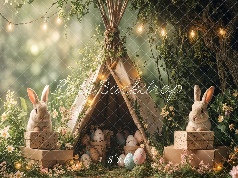 Kate Easter Bunny Tent Forest Lights Backdrop Designed by Emetselch -UK